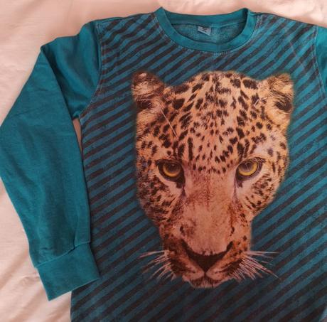 Modro-zelená mikina s gepardem, 146