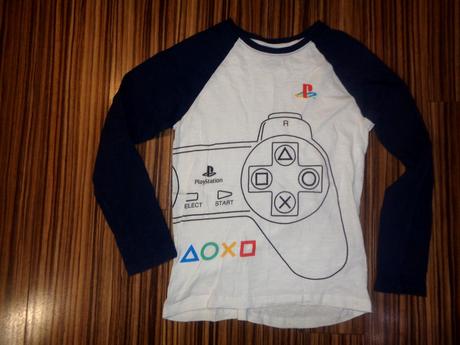 Modrobílé tričko playstation, next,152
