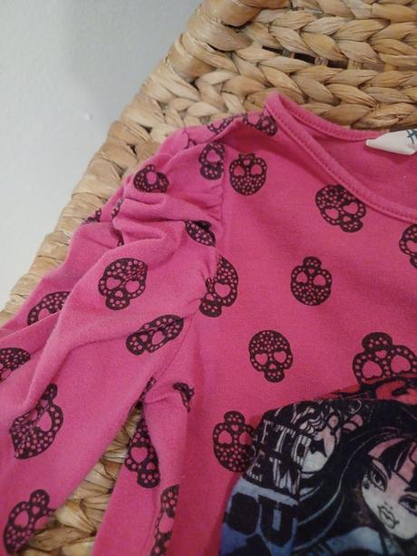 Tričko lebky h&m 122/128 + nákrčník monster high, h&m,128