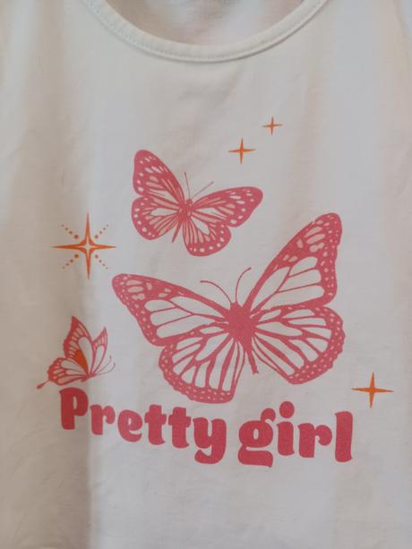 Letní komplet s motýly - croptop + sukně, 158