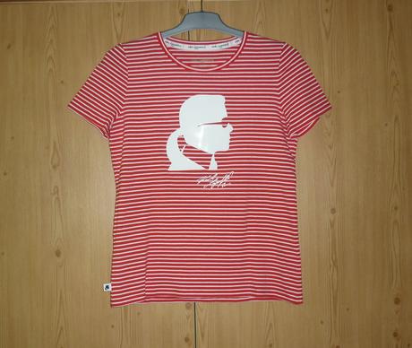 Červeno - bílé dámské tričko karl lagerfeld, s