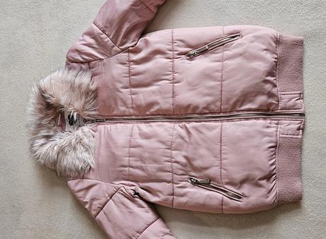 Dívčí růžová zimní bunda s kožíškem, vel.140, f&f, f&f,140