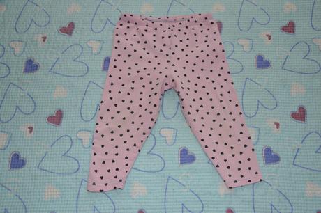 Růžové legínky, slabé tepláčky se srdíčky 74/80/86, 80