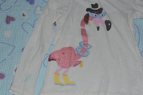 Letní triko s plameňákem bavlna a len, h&m,128