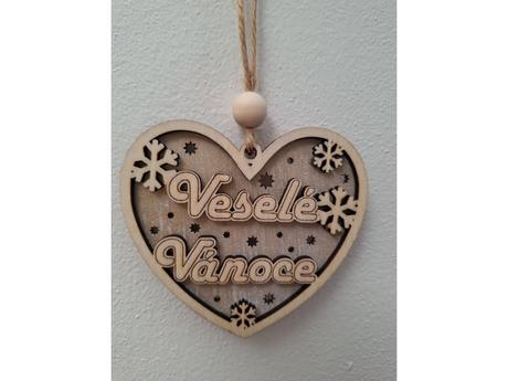 Dřevěná dekorace veselé vánoce, 