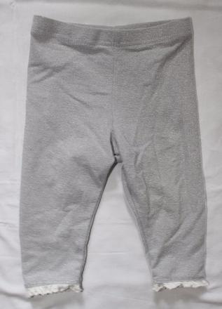 Au77. stříbrné legíny s krajkou 6-9 měs., next,74