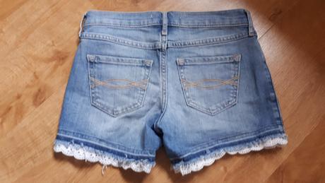 Peckovní džínové riflové kraťasy šortky s krajkou, abercrombie&fitch,152