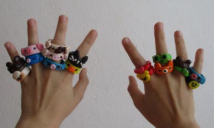 Dětské prstýnky zvířátka z fimo hmoty - handmade,