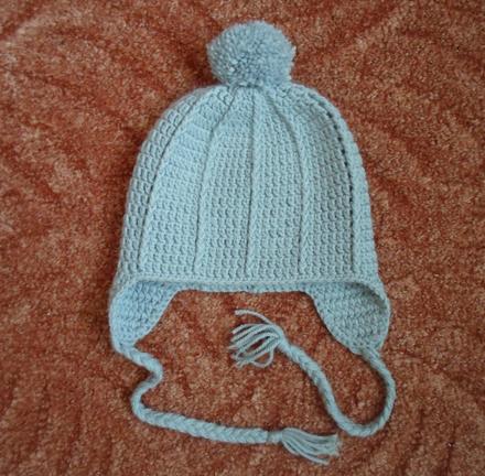 Šedá zimní čepice čepička ušanka háčkovaná, 92