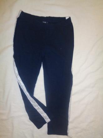 Modré slabší tepláky se stříbrnými pruhy, kiki&koko,116