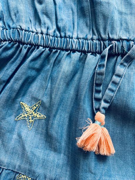 Ob/ šaty letní džínové s vyšíváním  - v.8/9 let, 134