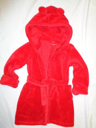 Krásný červený mikroflízový župan s oušky, gap,92
