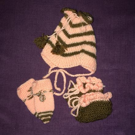 Komplet/set-čepička,rukavičky,bačkůrky (vel.56-68), 56 / 62 / 68