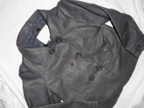 Bombastická šedá koženková bunda, vertbaudet,104