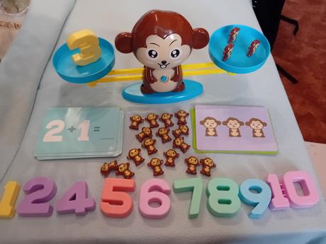 Vzdělávací hra-váha s čísly - opice,