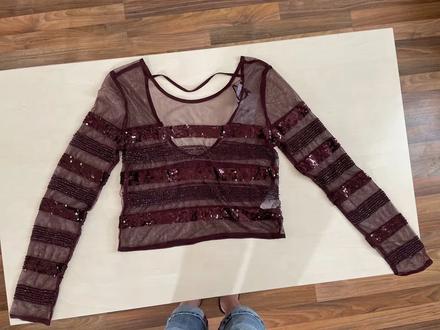 Nový průhledný top s flitry, vel s, bershka - s va, bershka,s