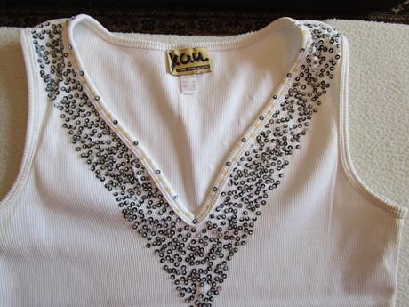 Velmi pěkný bílý bavl. top na ramínka, vel. 36, bonprix,36