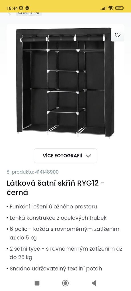 Šatní skříň látková,