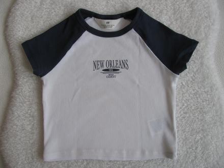 Crop top bavlněné řádkované tričko h&m, h&m,140