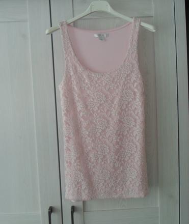Růžové krajkové tričko tílko top amisu, amisu,s