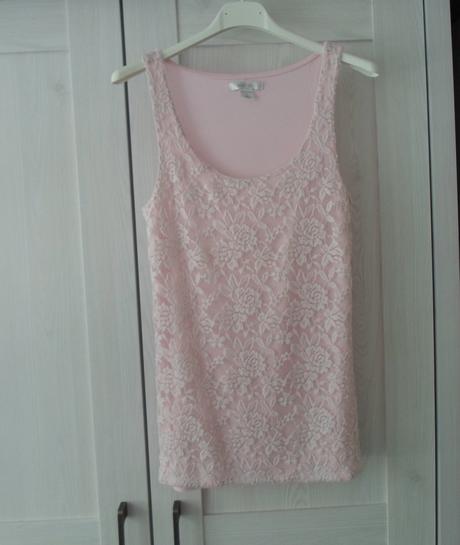 Růžové krajkové tričko tílko top amisu, amisu,s