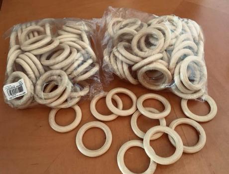 Dřevěné kroužky na záclony / závěsy, 