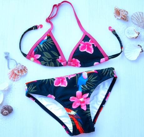 Tropické kytičkované plavky tchibo vel. 134/140, tchibo,134 / 140