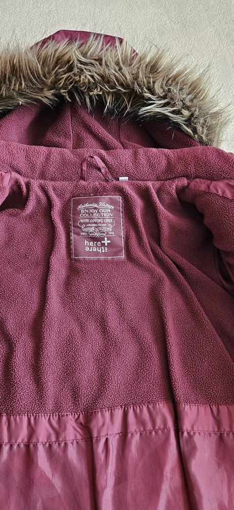 Dívčí teplá zimní bunda s kožíškem, vel.146, c&a, c&a,146