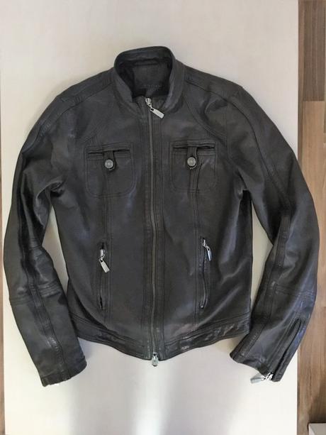 Pravá kůže hnědá bunda, vel s, oui set, s