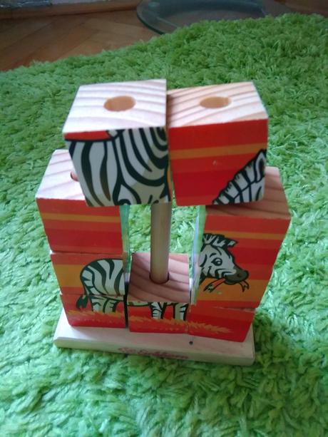 Dřevěné kostky se zvířátky,