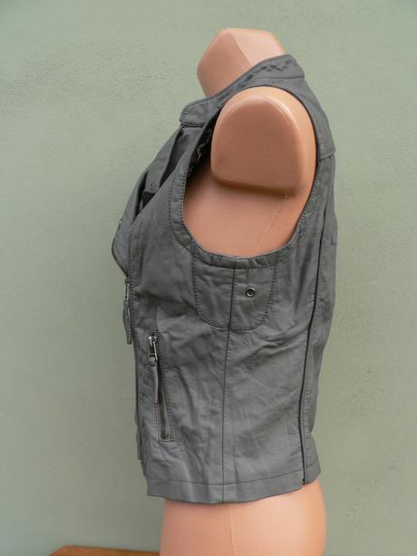 Šedá koženková vesta křivák muse - vel.l, l