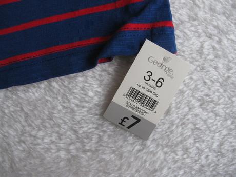 Modré bavlněné tričko s červeným pruhem, george,68