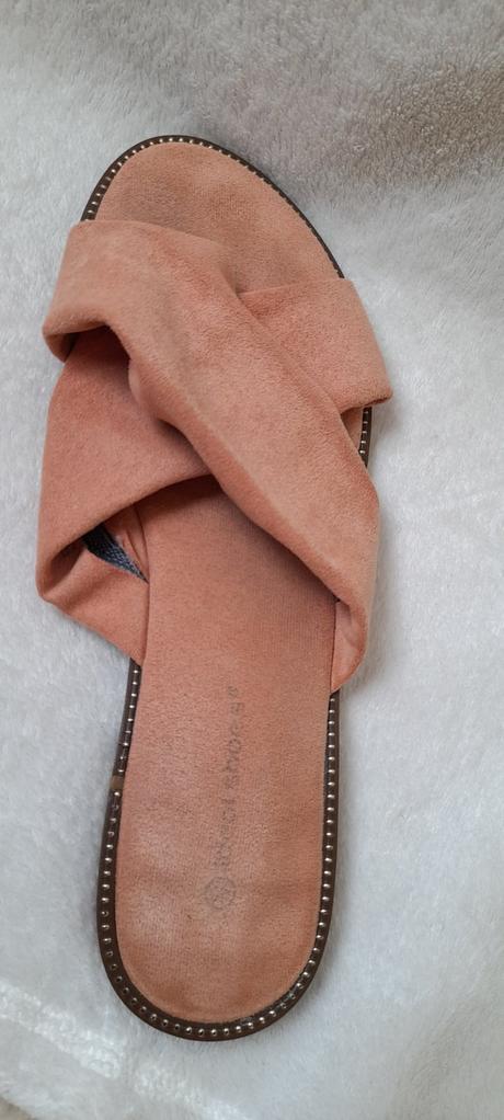 Dámské meruňkové páskové pantofle, 40