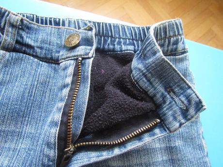 Zateplené rifle fleesom s motýlky , 104-110, 110