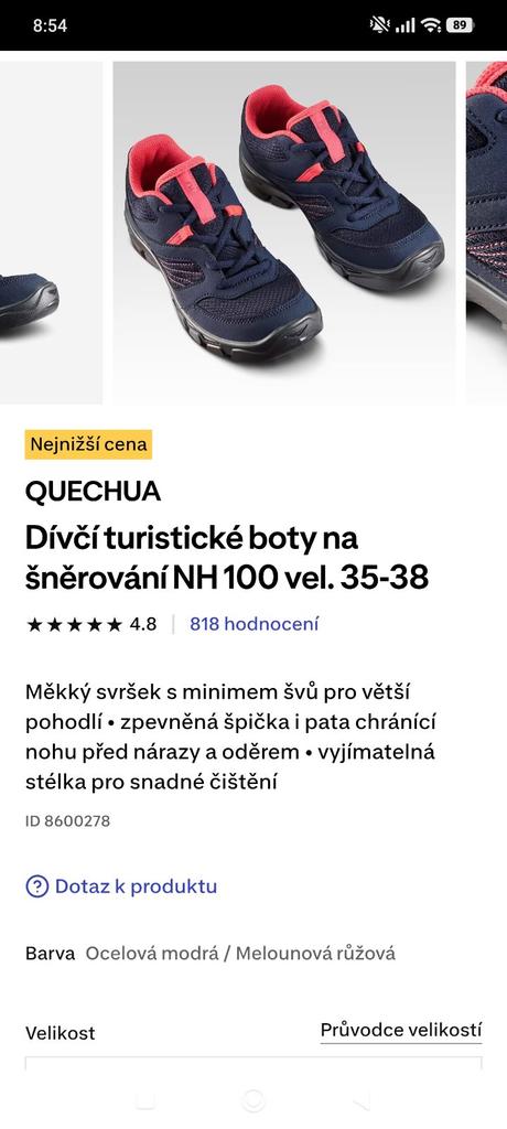 Dívčí turistická obuv quechua,vel.37, 37