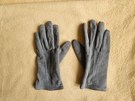 Šedé zimní rukavice z broušené kůže zateplené f&f, f&f,s