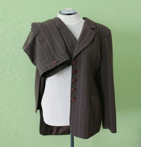 Šedohnědý kalhotový kostýmek vel.42, 42