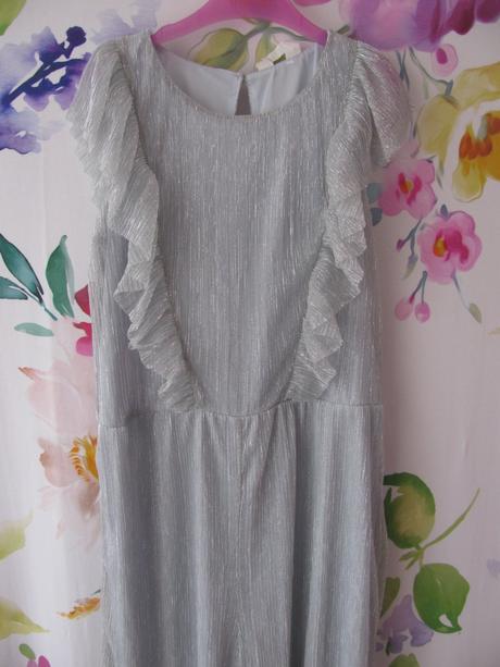 Společenský šedostříbrný kalhotový overal, h&m,152