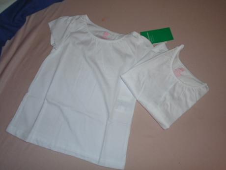 Tričko 2x bílé h&m basic 2-4 roky 98/104, h&m,98 / 104