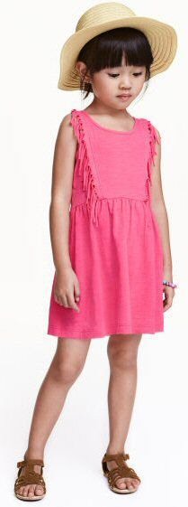 Růžové šaty, třásně / střapce, vel. 8y, h&m,128