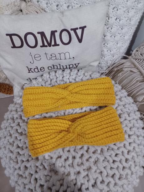 2krát pletená čelenka handmade, 116