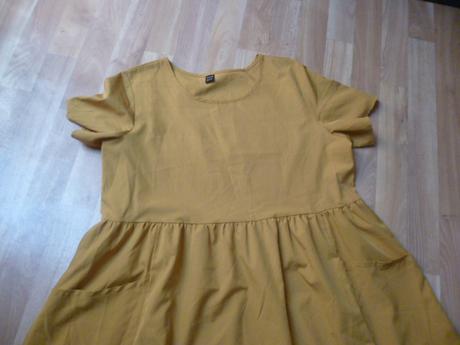 Hořčicové šaty s kapsama vel. xl pro maminy, xl
