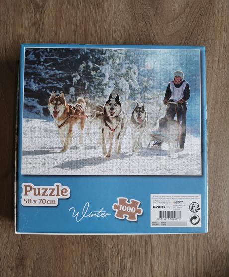 Nové puzzle winter husky 1000 dílků, 