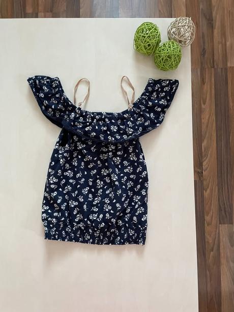 Květinkový top s volánem na ramena, vel 152-158,, 158