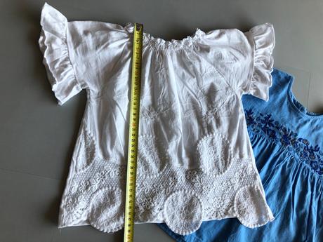 2halenky next bílá modrá krajka květy 104cm 3-4rok, next,104