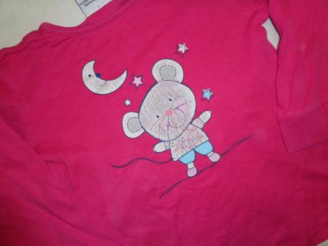 Sytě růžové tričko s myškou, topomini,104