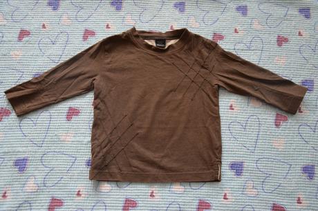 Hnědý set oblečení, manžestrové kalhoty, 3x triko, next,80