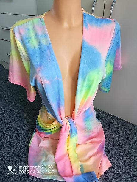 Tílko-mini šaty duhové vel."m", m