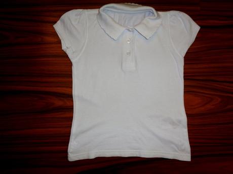 Bílé bavlněné vroubkované tričko s límečkem-holka, george,116