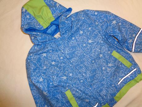 Super modrá nepromokavá bunda s příšerkami 104/110, okay,104